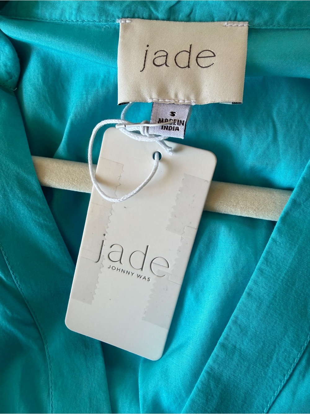 NWT Jade by Johnny Was Turquoise Long Sleeve Wrap-Front Midi Dress - Picture 13 of 13